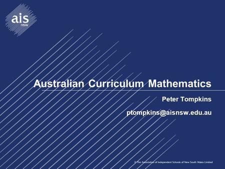 Australian Curriculum Mathematics Peter Tompkins