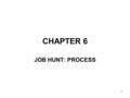 1 CHAPTER 6 JOB HUNT: PROCESS. 2 Planning and Organizing Job Search The energy you put into organizing your job search directly affects the speed and.