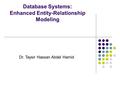 Database Systems: Enhanced Entity-Relationship Modeling Dr. Taysir Hassan Abdel Hamid.