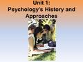 Unit 1: Psychology’s History and Approaches. Unit Overview What is Psychology? Contemporary Psychology Click on the any of the above hyperlinks to go.