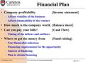 Sami Aly 1 96.503 Issues in Telecommunications15 January 2002 Financial Plan Company profitability{Income statement} –Affects viability of the business.