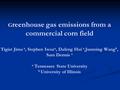 G G reenhouse gas emissions from a commercial corn field Tigist Jima a, Stephen Iwoz a, Dafeng Hui a,Junming Wang b, Sam Dennis a a Tennessee State University.