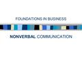 FOUNDATIONS IN BUSINESS NONVERBAL COMMUNICATION. HOW IMPORTANT IS NONVERBAL COMMUNICATION?