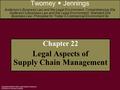 Copyright © 2008 by West Legal Studies in Business A Division of Thomson Learning Chapter 22 Legal Aspects of Supply Chain Management Twomey Jennings Anderson’s.