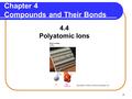 1 4.4 Polyatomic Ions Chapter 4 Compounds and Their Bonds Copyright © 2009 by Pearson Education, Inc.