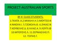 PROJECT-AUSTRALIAN SPORTS BY A’ CLASS STUDENTS: 1.ΓΚΙΑΤΑ.Χ.2.ΜΙΧΑΗΛ.Η.3.ΜΟΥΤΣΟ.Ν 4.ΝΙΚΟΛΑ.Ι. 5.ΤΖΟΚΟΛΑ.Θ. 6.ΖΗΚΑΣ.Ν 7.ΚΟΥΒΕΛΗΣ.Δ. 8.ΛΙΛΑΣ.Α. 9.ΛΟΥΠΙ.Φ.