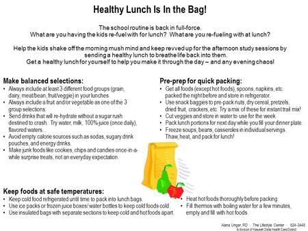 Healthy Lunch Is In the Bag! The school routine is back in full-force. What are you having the kids re-fuel with for lunch? What are you re-fueling with.