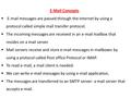 E-Mail Concepts  E-mail messages are passed through the internet by using a protocol called simple mail transfer protocol.  The incoming messages are.