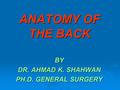 ANATOMY OF THE BACK BY DR. AHMAD K. SHAHWAN PH.D. GENERAL SURGERY.