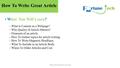 What You Will Learn?  - What is Content on a Webpage? - Why Quality of Article Matters? - Elements of an article. - How To Gather.