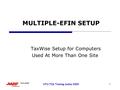 1 NTC/TCS Training Dallas 2009 MULTIPLE-EFIN SETUP TaxWise Setup for Computers Used At More Than One Site.