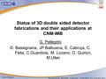 Giulio Pellegrini 8th International Hiroshima Symposium, 5-8 December 2011 Academia Sinica Status of 3D double sided detector fabrications and their.