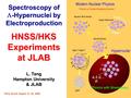 Spectroscopy of  -Hypernuclei by Electroproduction HNSS/HKS Experiments at JLAB L. Tang Hampton University & JLAB FB18, Brazil, August 21-26, 2006.