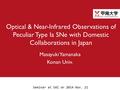 Optical & Near-Infrared Observations of Peculiar Type Ia SNe with Domestic Collaborations in Japan Masayuki Yamanaka Konan Univ. Seminar at SAI on 2014.