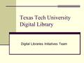 Texas Tech University Digital Library Digital Libraries Initiatives Team.