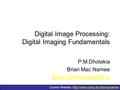 Course Website:  Digital Image Processing: Digital Imaging Fundamentals P.M.Dholakia Brian.