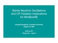 Sterile Neutrino Oscillations and CP-Violation Implications for MiniBooNE NuFact’07 Okayama, Japan Georgia Karagiorgi, Columbia University August 10, 2007.