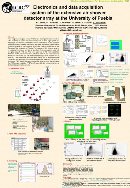 Electronics and data acquisition system of the extensive air shower detector array at the University of Puebla R. Conde 1, O. Martinez 1, T. Murrieta 1,