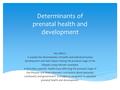 Determinants of prenatal health and development Key SKILLS explain the determinants of health and individual human development and their impact during.