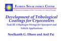 F LORIDA S OLAR ENERGY C ENTER A Research Institute of the University of Central Florida Development of Tribological Coatings for Cryocoolers Task III.