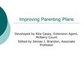 Improving Parenting Plans Developed by Rita Casey, Extension Agent, McNairy Count Edited by Denise J. Brandon, Associate Professor.