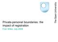 Private-personal boundaries: the impact of registration Fran Wiles: July 2008.