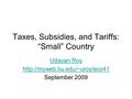 Taxes, Subsidies, and Tariffs: “Small” Country Udayan Roy  September 2009.