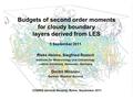 Budgets of second order moments for cloudy boundary layers 1 Systematische Untersuchung höherer statistischer Momente und ihrer Bilanzen 1 LES der atmosphärischen.