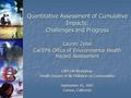 Quantitative Assessment of Cumulative Impacts: Challenges and Progress Lauren Zeise Cal/EPA Office of Environmental Health Hazard Assessment CAPCOA Workshop: