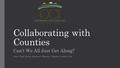 Collaborating with Counties Can’t We All Just Get Along? John (Chip) Taylor, Executive Director, Colorado Counties, Inc.