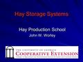 Hay Storage Systems Hay Production School John W. Worley.