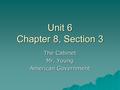 Unit 6 Chapter 8, Section 3 The Cabinet Mr. Young American Government.