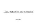 Light, Reflection, and Refraction OPTICS. Electromagnetic Waves Magnetic field wave perpendicular to an electric field wave All objects emit EMWs. – 