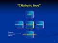 1 “Diabetic foot” Sensory Autonomic Motor. 2 Neuropathic: 45-60% Purely ischaemic: 10% Mixed neuroischaemic: 25-40% Diabetic foot ulceration.