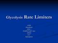 Glycolysis Rate Limiters  LDH  Hexokinase  PFK-1  NADH/NAD + ratio  PHOS  Ca 2+  Epinephrine.