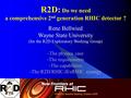 1 R2D: Do we need a comprehensive 2 nd generation RHIC detector ? Rene Bellwied Wayne State University (for the R2D Exploratory Working Group) -The physics.