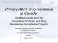 Primary HIV-1 drug resistance in Canada: Updated results from the Canadian HIV Strain and Drug Resistance Surveillance Program Canadian HIV Strain and.