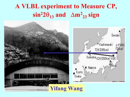 A VLBL experiment to Measure CP, sin 2 2  13 and  m 2 23 sign Yifang Wang.