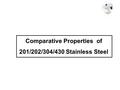 Comparative Properties of 201/202/304/430 Stainless Steel.