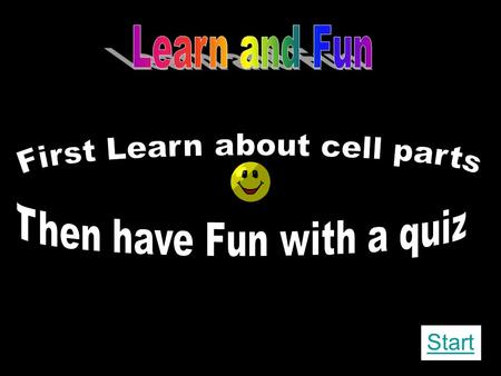 Start A B C D E F G H I J K L M Please select the letter corresponding to the cell part to know more about it. I am ready for quiz.