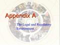 Appendix A The Legal and Regulatory Environment. A-2 Business Law Business law refers to the rules and regulations that govern the conduct of business.