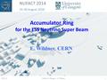 NUFACT 2014 25-30 August 2014 E. Wildner, CERN 13/03/14Nufact14, Glasgow, E. Wildner 2 Accumulator Ring for the ESS Neutrino Super Beam.