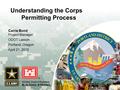 US Army Corps of Engineers BUILDING STRONG ® Carrie Bond Project Manager ODOT Liaison Portland, Oregon April 21, 2015 Understanding the Corps Permitting.