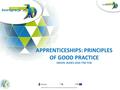 APPRENTICESHIPS: PRINCIPLES OF GOOD PRACTICE SIMON JAMES AND TIM FOX.