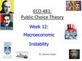 ECO 481: Public Choice Theory Week 12: Macroeconomic Instability Dr. Dennis Foster.