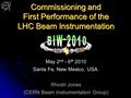 Commissioning and First Performance of the LHC Beam Instrumentation May 2 nd - 6 th 2010 Santa Fe, New Mexico, USA. Rhodri Jones (CERN Beam Instrumentation.