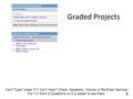 Can't Type? press F11 Can’t Hear? Check: Speakers, Volume or Re-Enter Seminar Put ? in front of Questions so it is easier to see them. 1 Graded Projects.