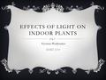 EFFECTS OF LIGHT ON INDOOR PLANTS Victoria Woffenden HORT 2234.