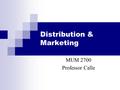 Distribution & Marketing MUM 2700 Professor Calle.