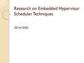 Research on Embedded Hypervisor Scheduler Techniques 2014/10/02 1.